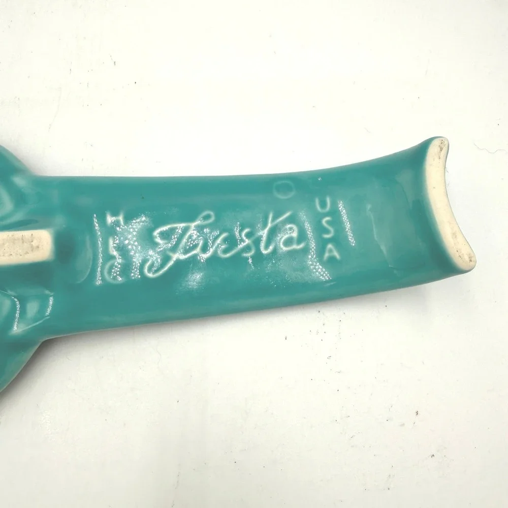 Fiesta Spoon Rest Turquoise Ceramic Kitchen Tool Teal Blue USA Made U58